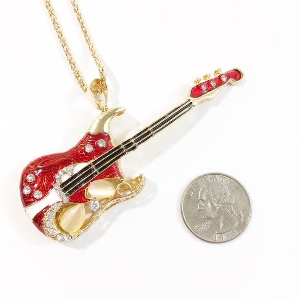 Guitar Statement Necklace NWT28”Chain - Picture 2 of 4